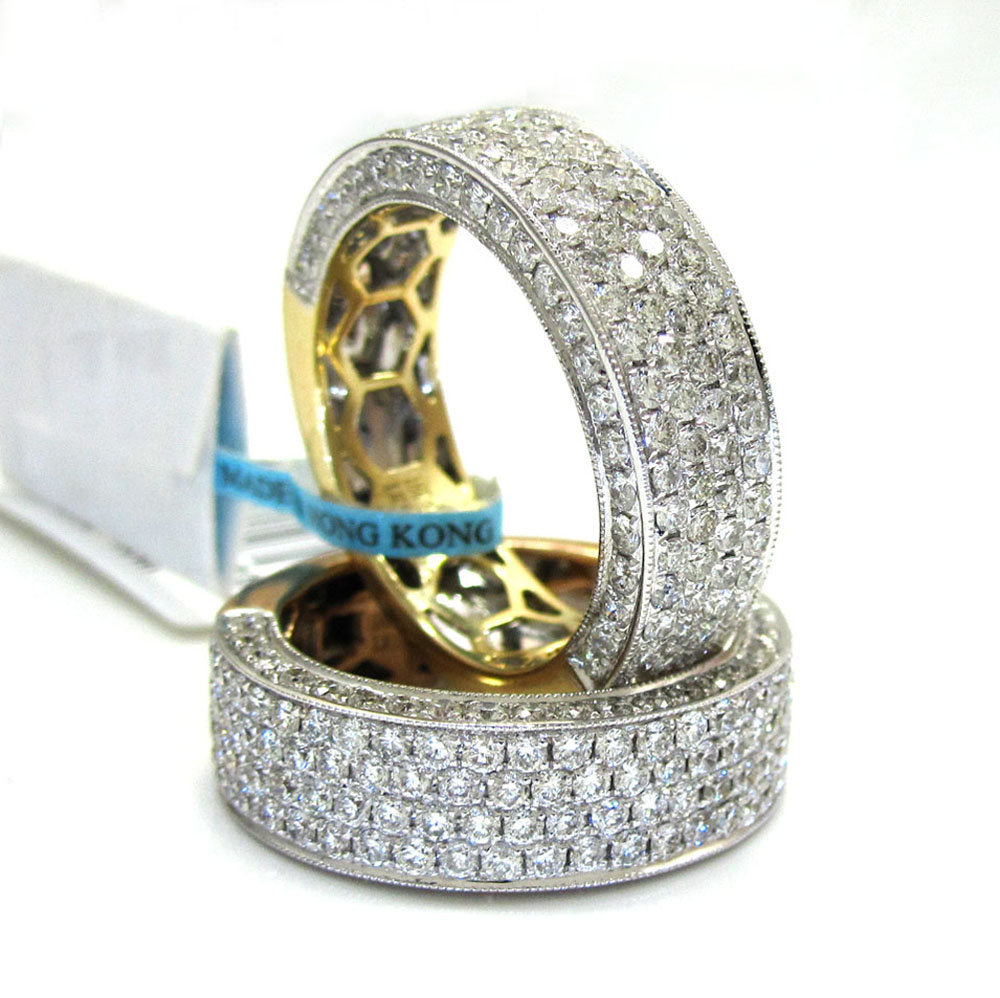 18k gold four diamond row wedding band ring 2.13ct