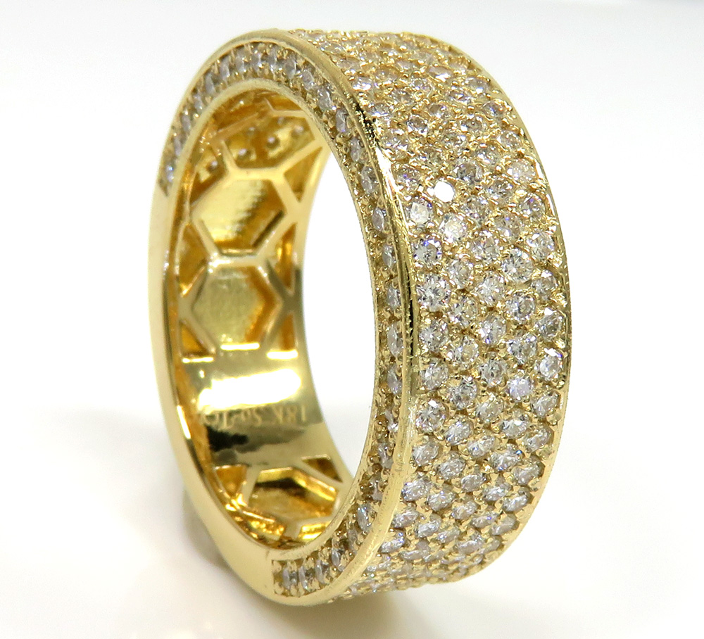 18k gold five diamond row wedding band ring 2.45ct