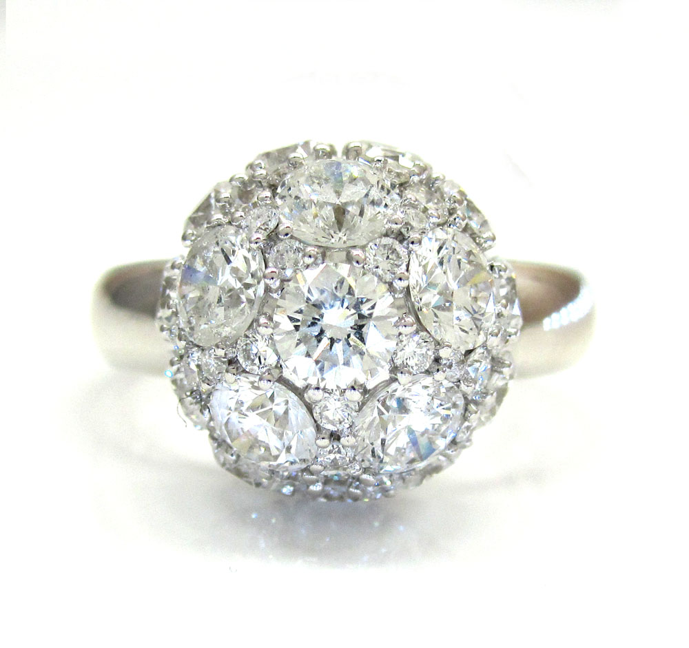 18k ladies white gold diamond sphere ring 3.83ct