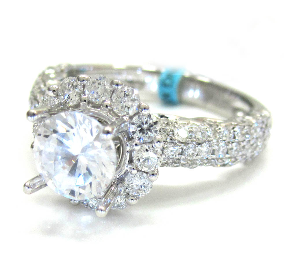 18k white gold diamond halo engagement ring 1.30ct