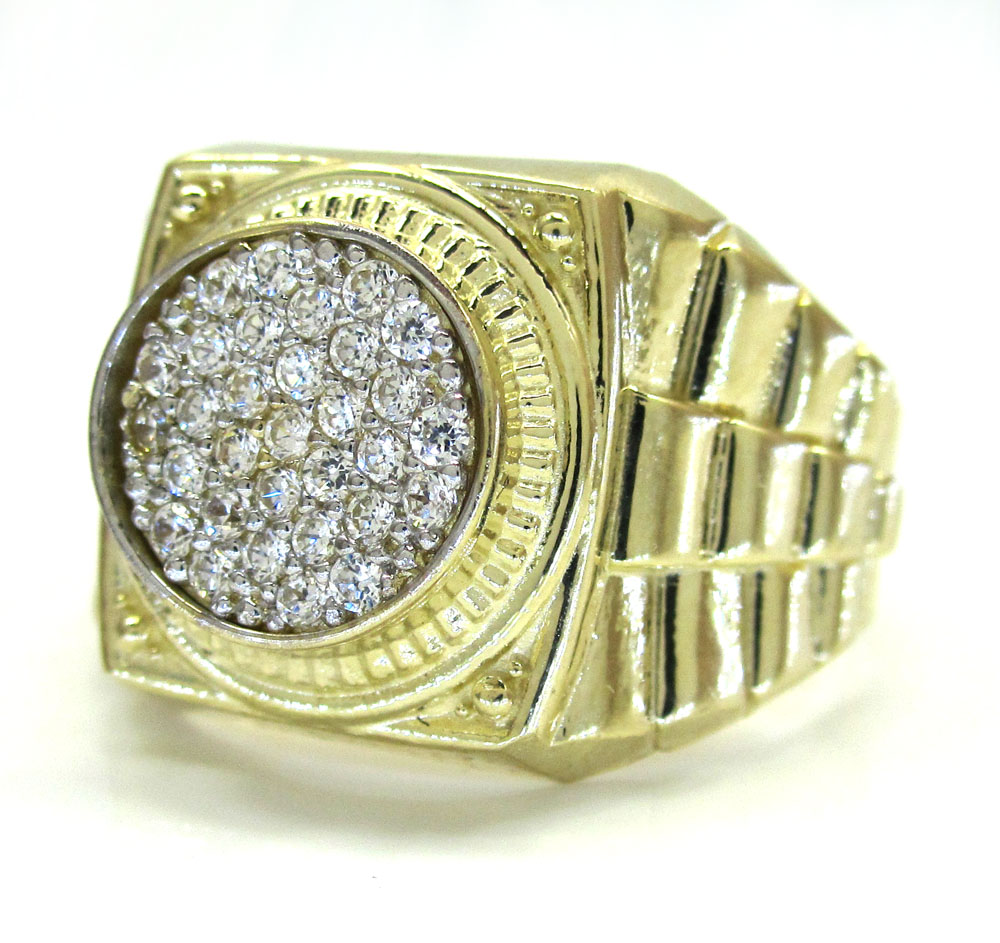 10k yellow gold presidential style cz ring 0.93ct