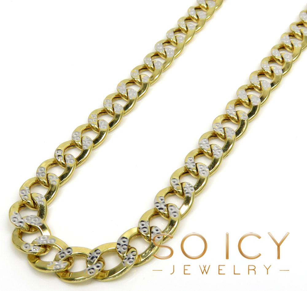 10k yellow gold diamond cut cuban chain 22-30 inch 6.5mm