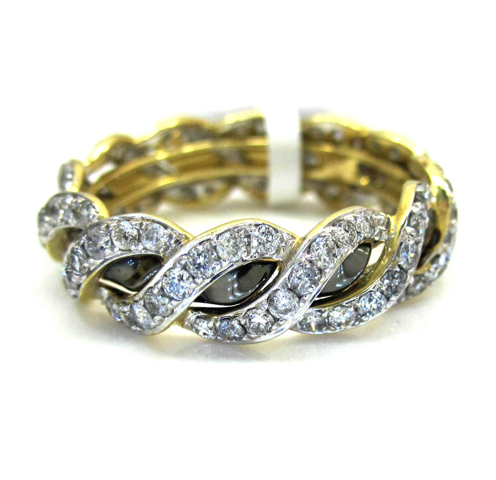 Ladies 14k yellow gold diamond eternity wheat wedding band ring 1.23ct