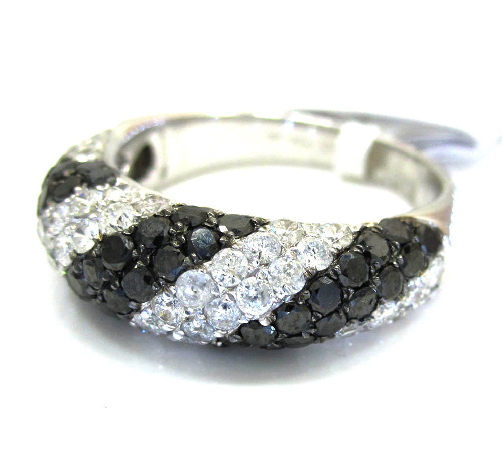 Ladies 14k white gold black & white diamond zebra cocktail ring 2.25ct