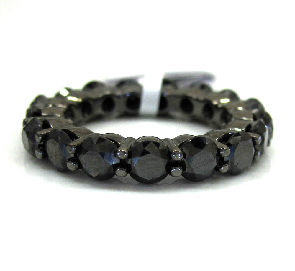 Ladies 14k black gold black diamond eternity wedding band ring 5.84ct