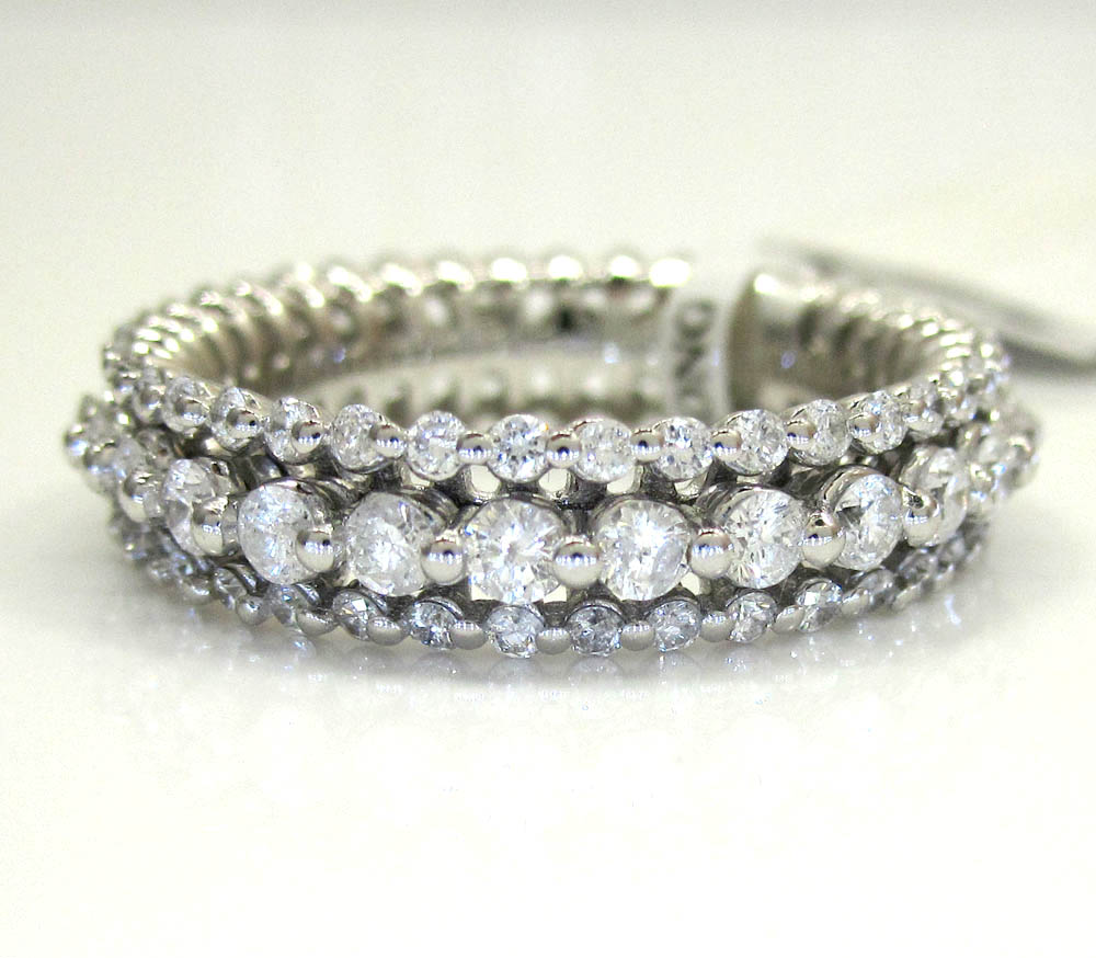Ladies 14k white gold white diamond prong eternity wedding band ring 1.63ct