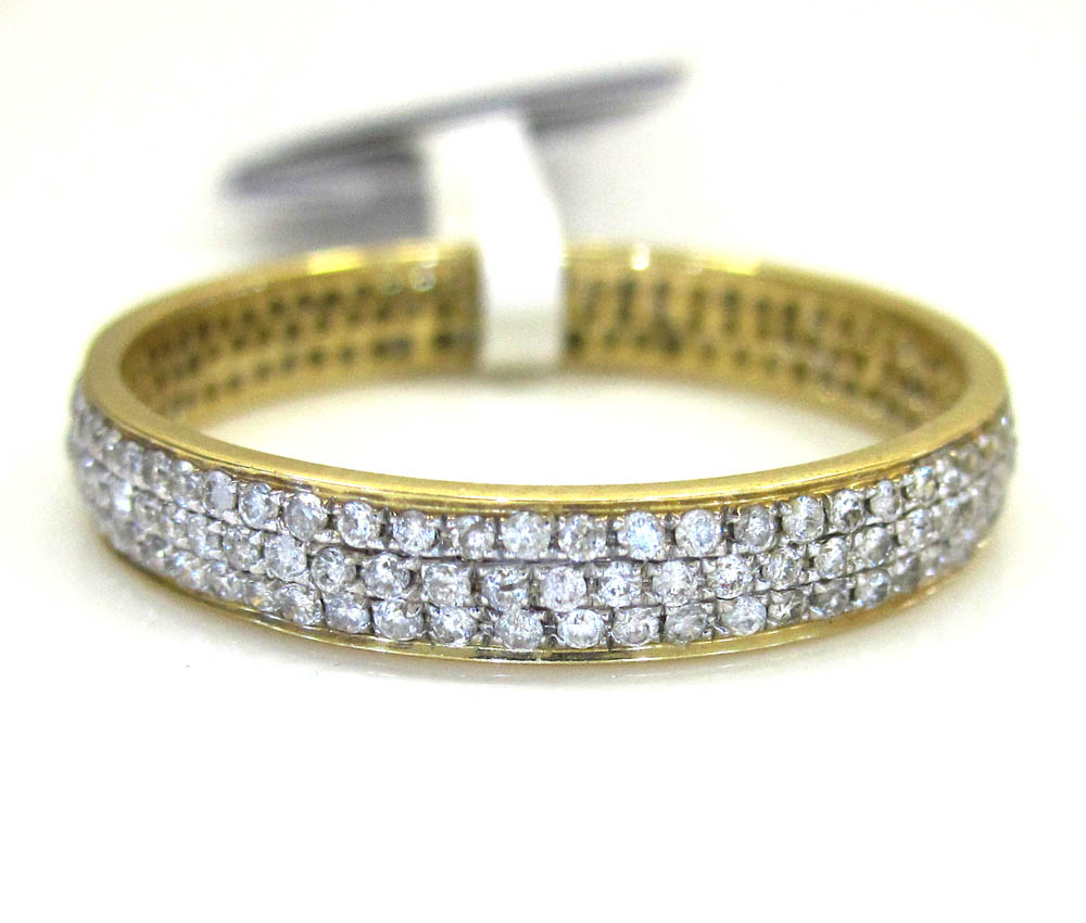 Ladies 14k yellow gold tri diamond eternity wedding band ring 0.59ct