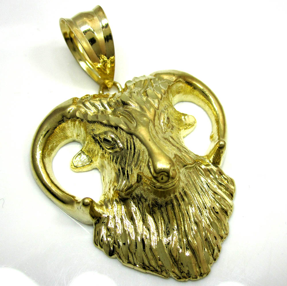 10k yellow gold aries ram pendant 