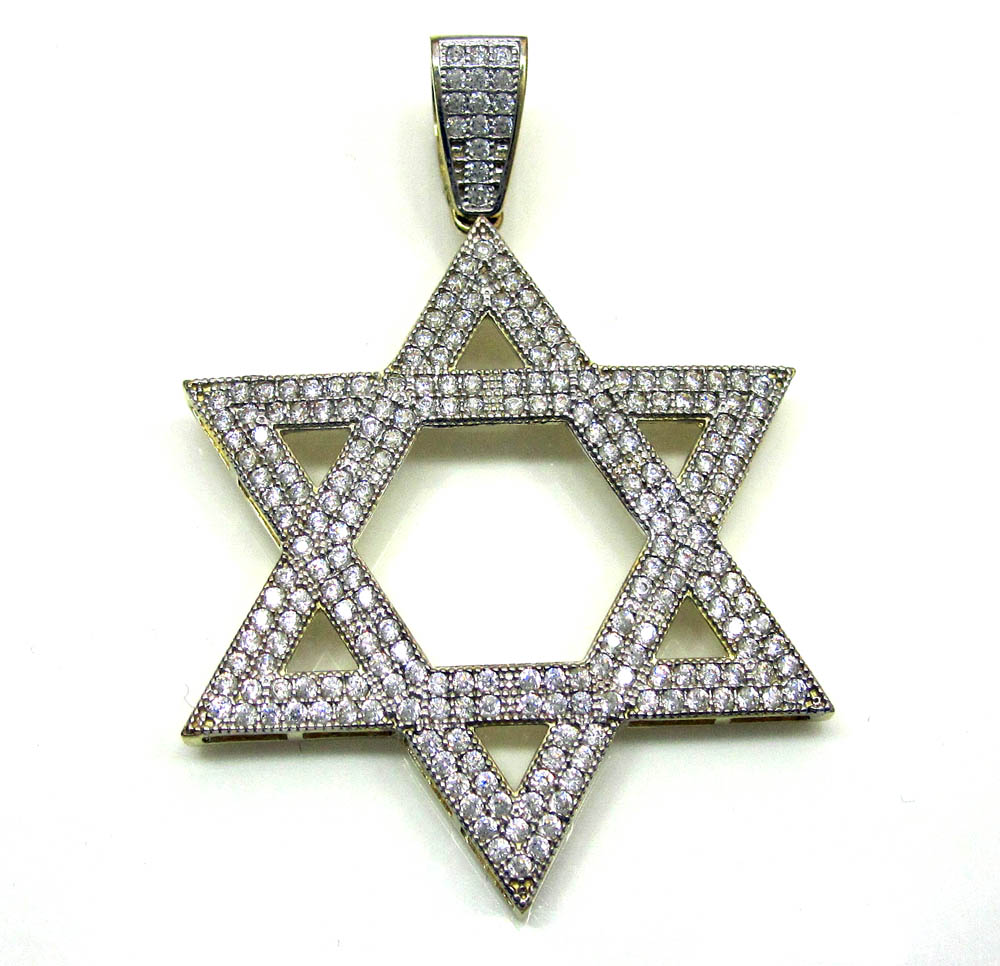 10k yellow gold jewish star of david pendant 