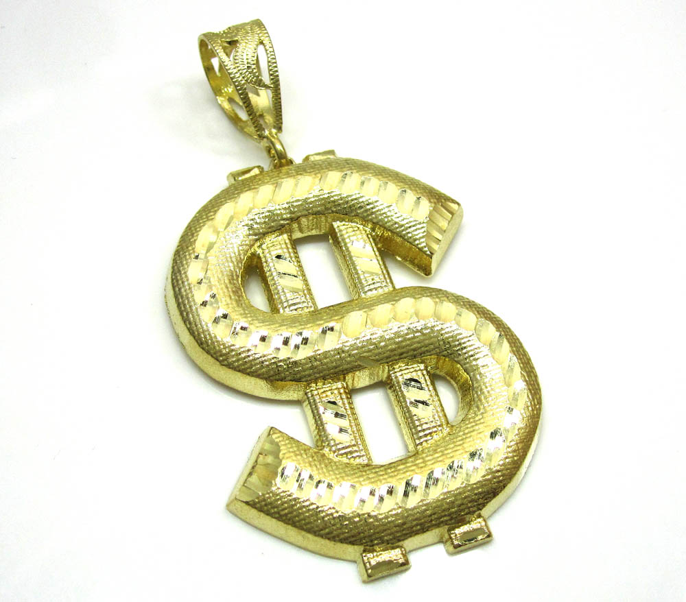 10k yellow gold dollar sign pendant