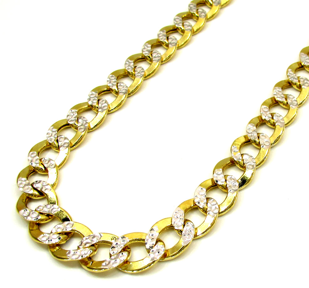 10k yellow gold thick diamond cut cuban chain 24-26 inch 9.5mm