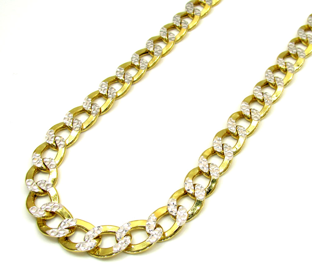 10k yellow gold thick diamond cut cuban chain 22-24 inch 7.6mm