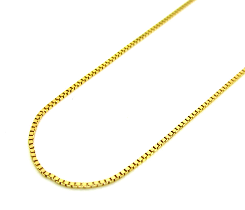 10k yellow gold skinny box link chain 16-20 inch 0.5mm
