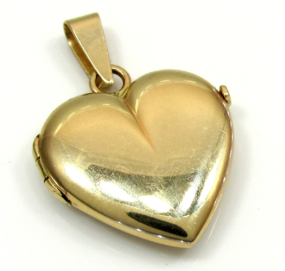 14k yellow gold picture heart locket pendant 
