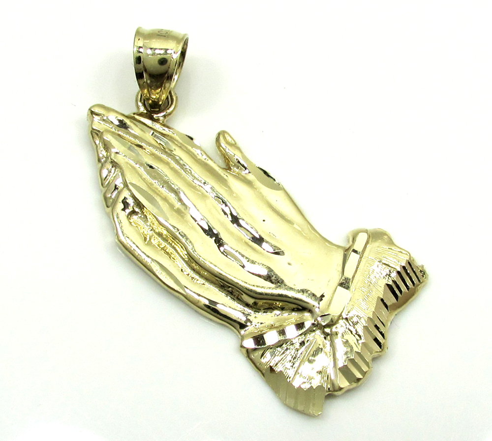 10k mini yellow gold praying hands pendant