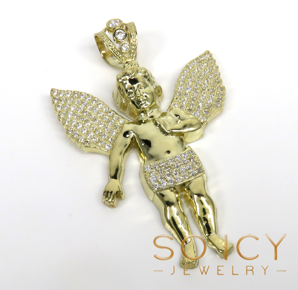 10k yellow gold medium baby cherub pendant 3.15ct
