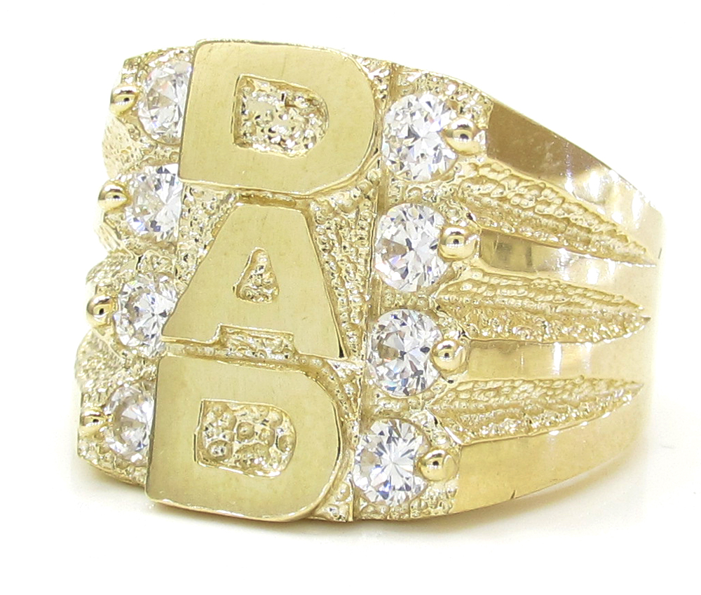 Mens 10k yellow gold fathers day dad ring .80ct