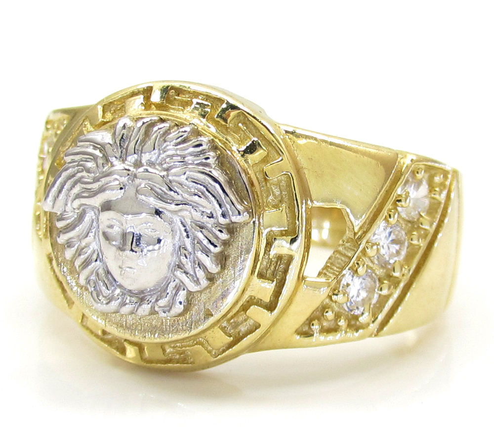 mens gold medusa ring