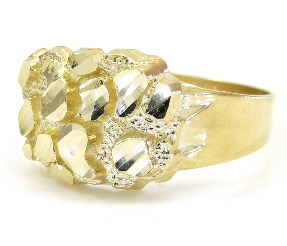 Mens 10k yellow gold small nugget ring