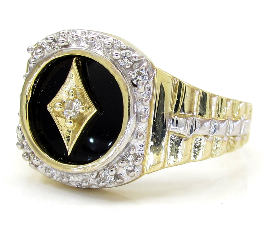 10k yellow gold two tone diamond suit ring 0.20ct