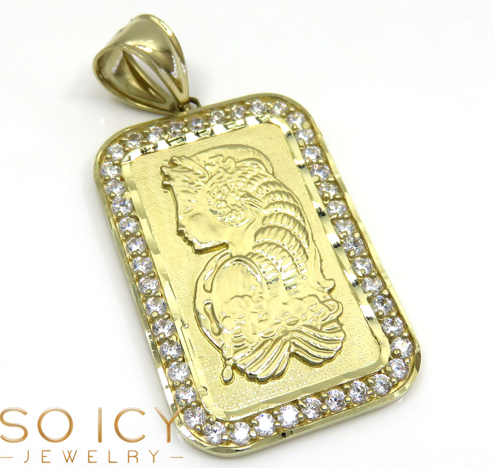 10k yellow gold gold bar meduim pendant 0.50ct