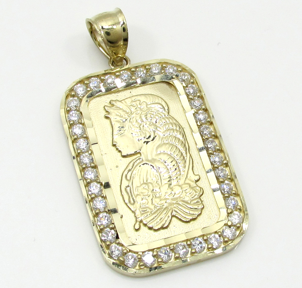 10k yellow gold mini gold bar pendant 0.10ct