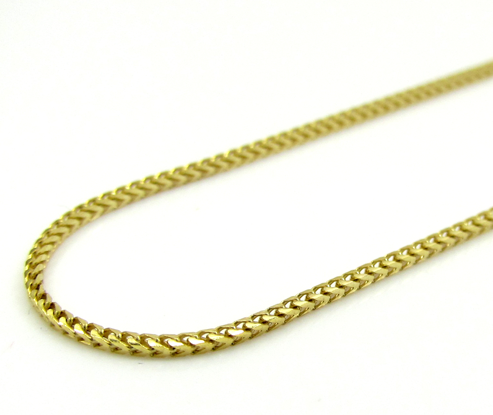 10k yellow gold solid skinny franco link chain 16-30 inch 1.1mm