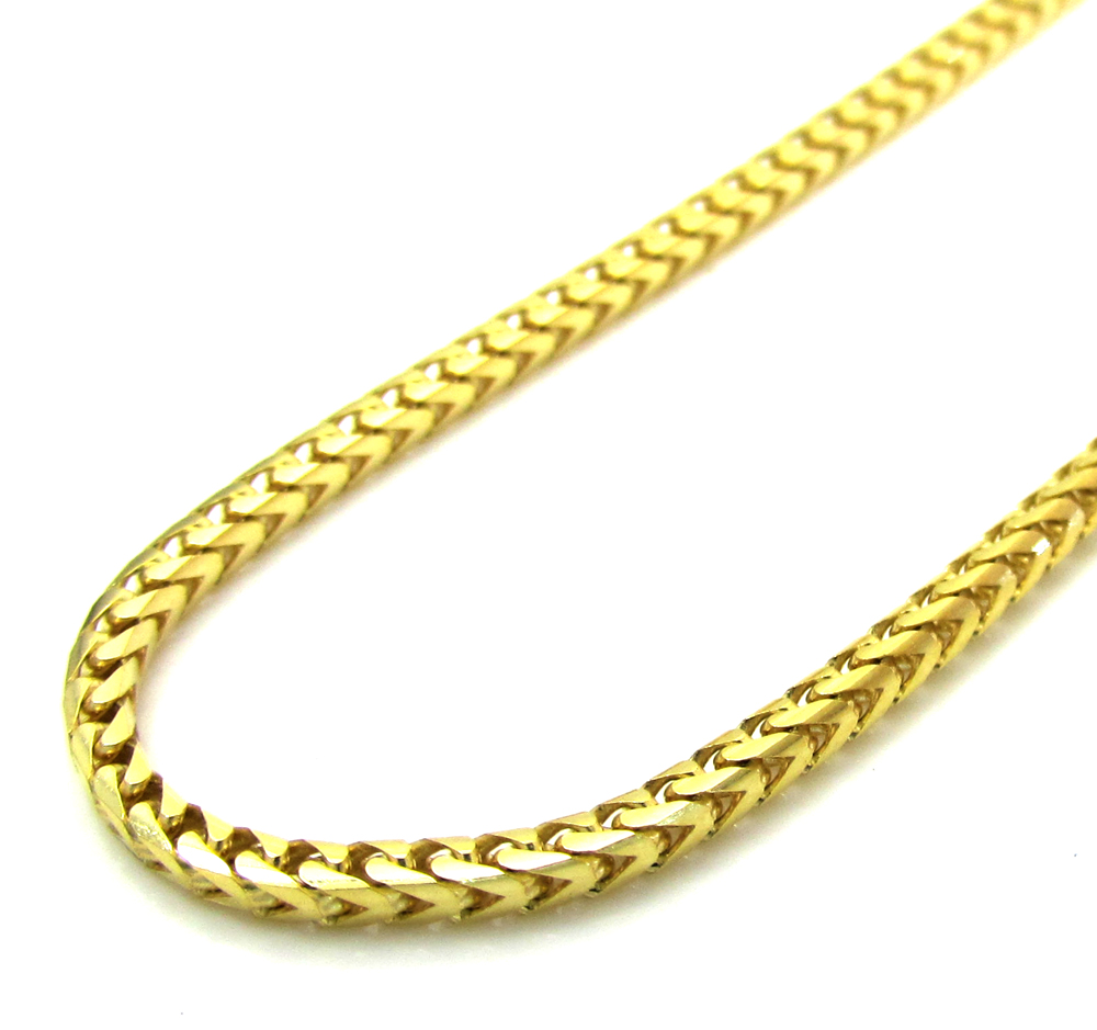 10k yellow gold solid skinny franco link chain 18-24 inch 1.7mm
