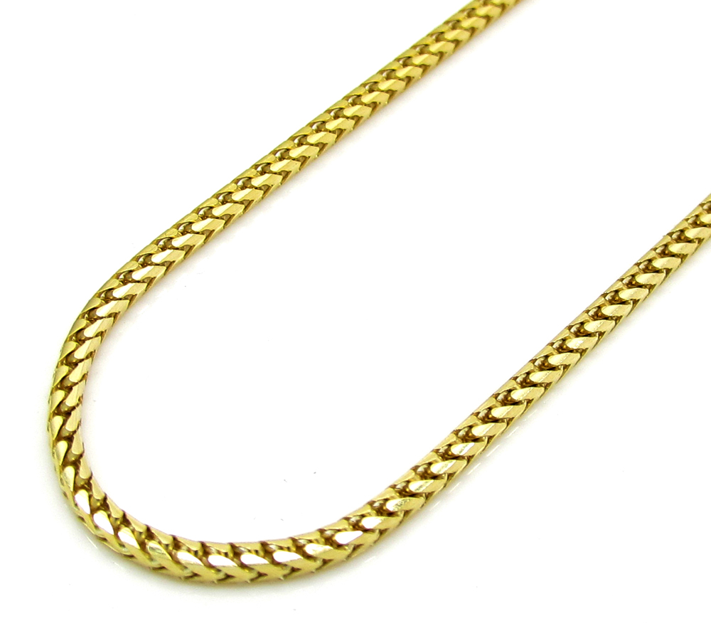 10k yellow gold solid skinny franco link chain 18-24 inch 1.5mm