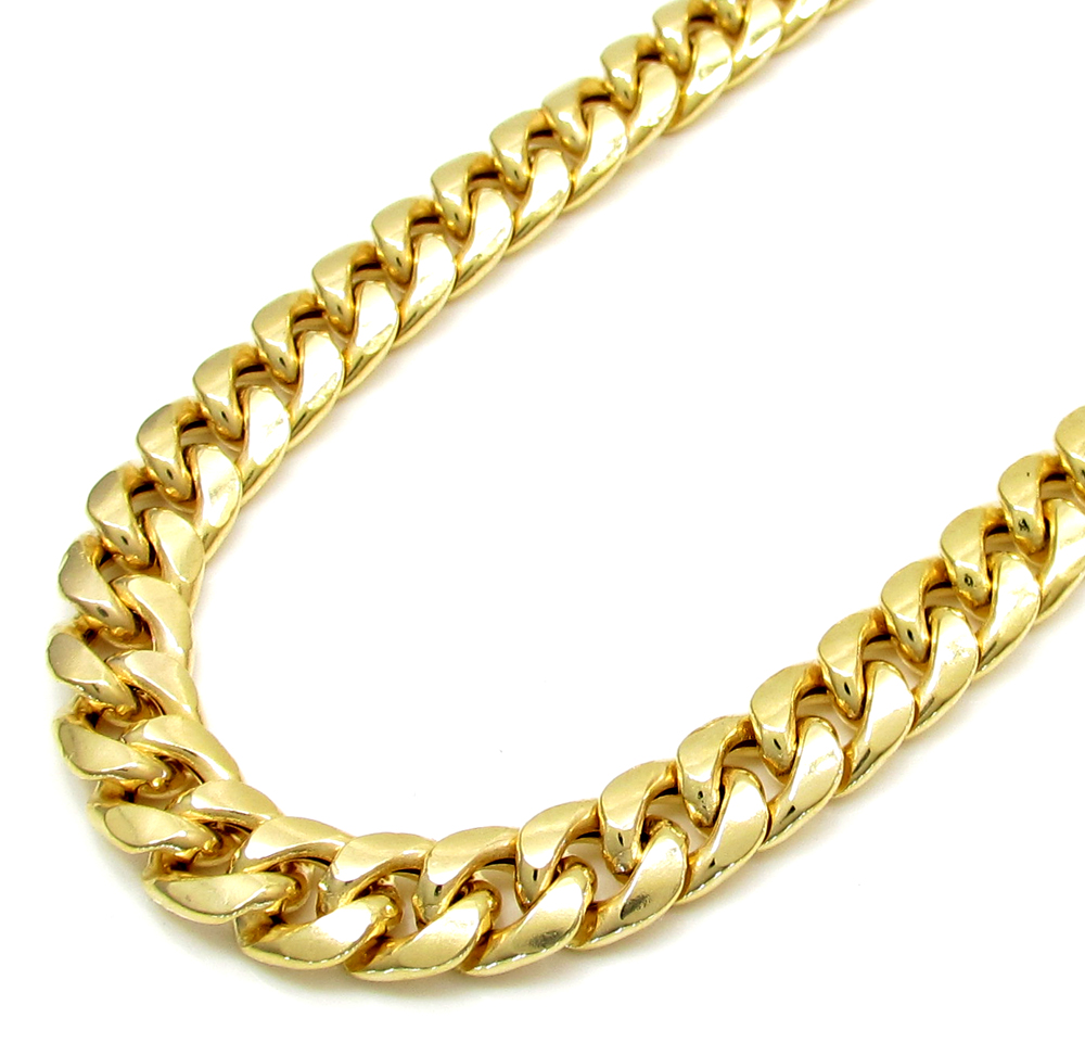 10k yellow gold thick hollow miami chain 20-26