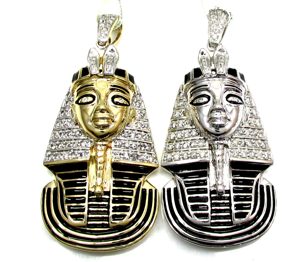10k yellow and white gold pharaoh sphinx pendant .57ct