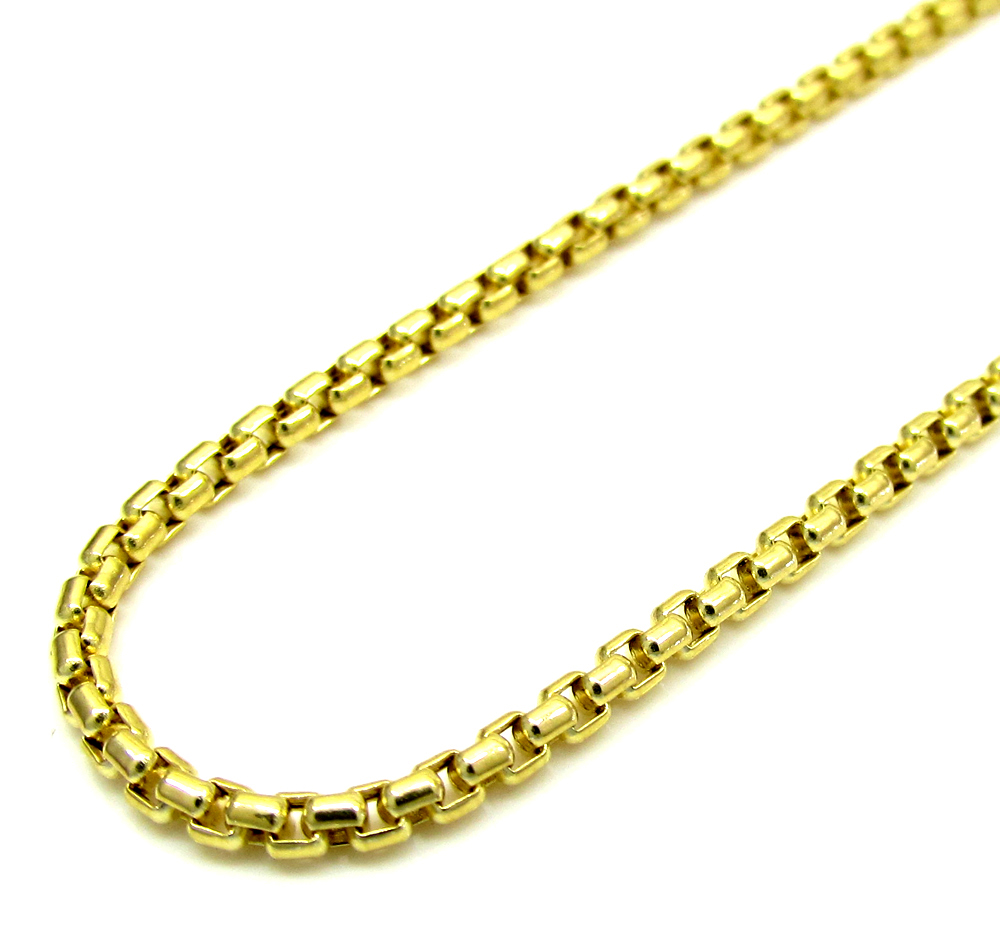 10k yellow gold skinny venetian box chain 22-24 inch 2.0mm