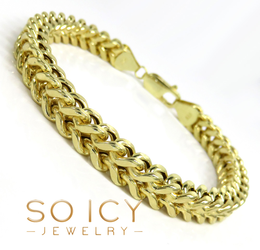 10k yellow gold wide franco bracelet 8.50 inch 7mm