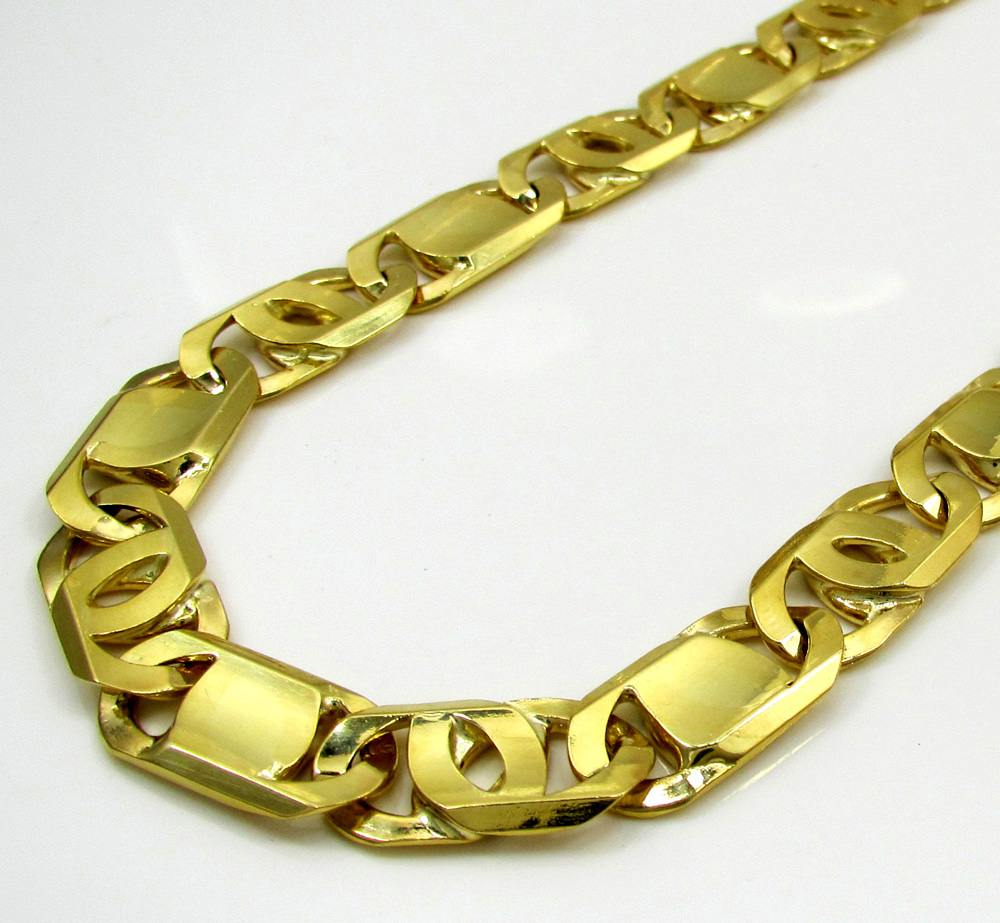 10k yellow gold thick solid tiger eye chain 30 inch 9.9mm 