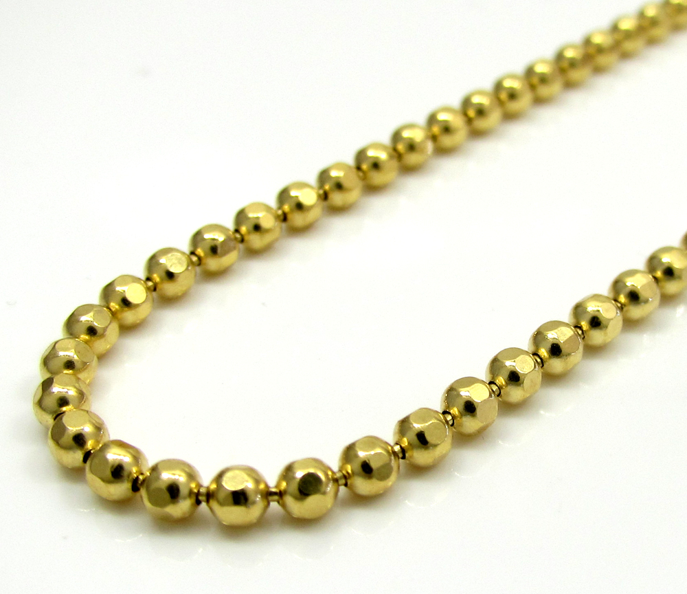 10k yellow gold hexagon bead link chain 20-30 inch 2.3mm