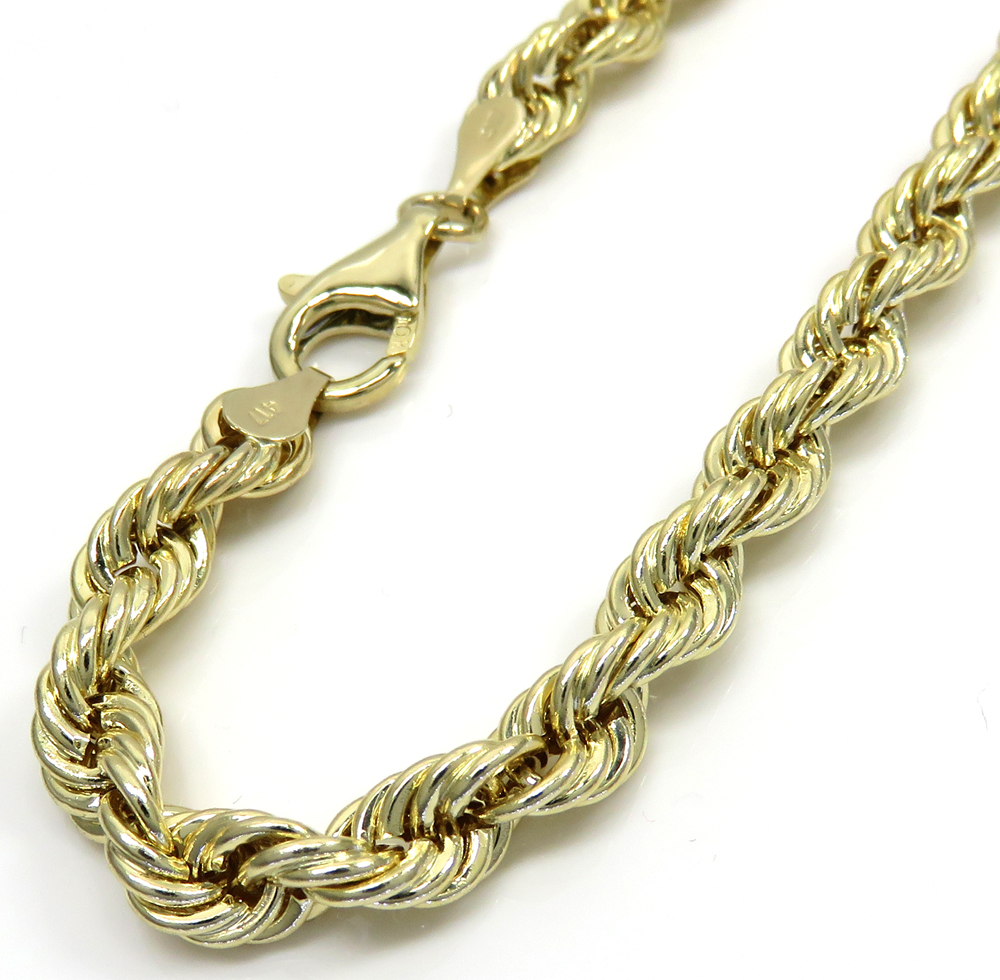 10k yellow gold smooth hollow rope bracelet 8.25 inch 5.50mm