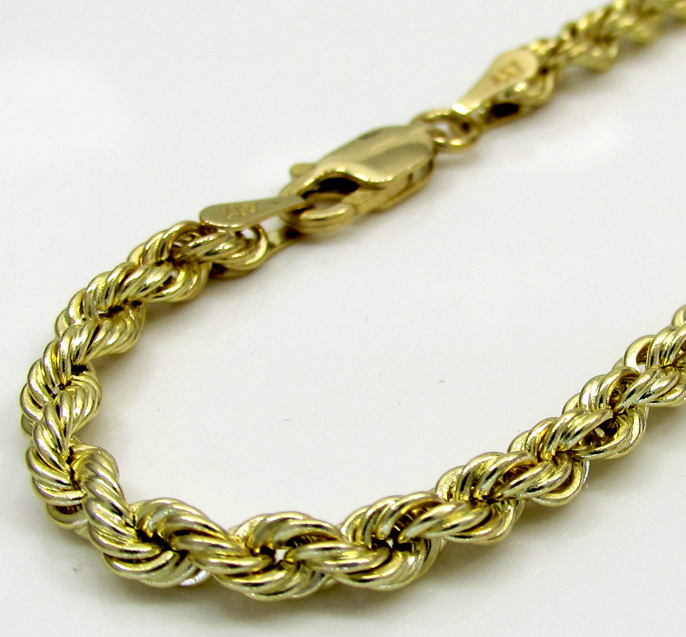 10k yellow gold skinny smooth hollow rope bracelet 8
