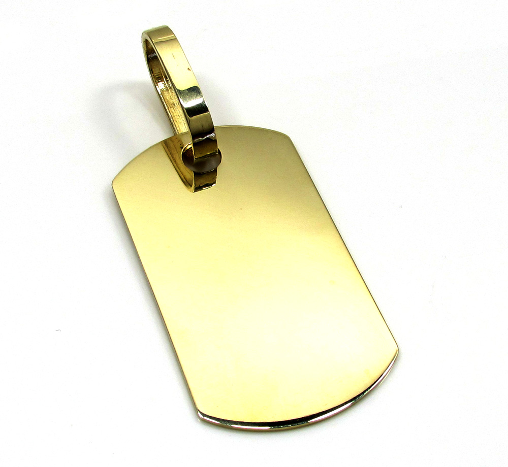 10k yellow gold medium dog tag pendant 