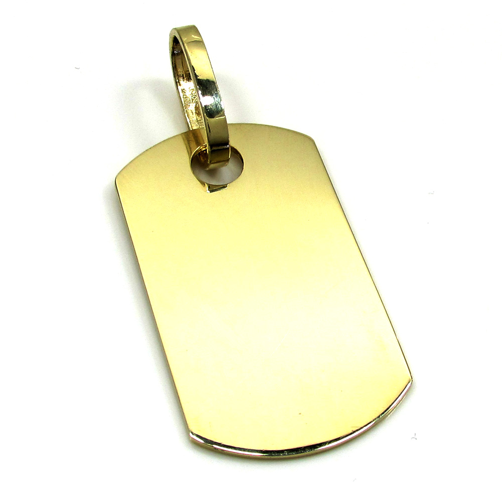 10k yellow gold small solid dog tag pendant 
