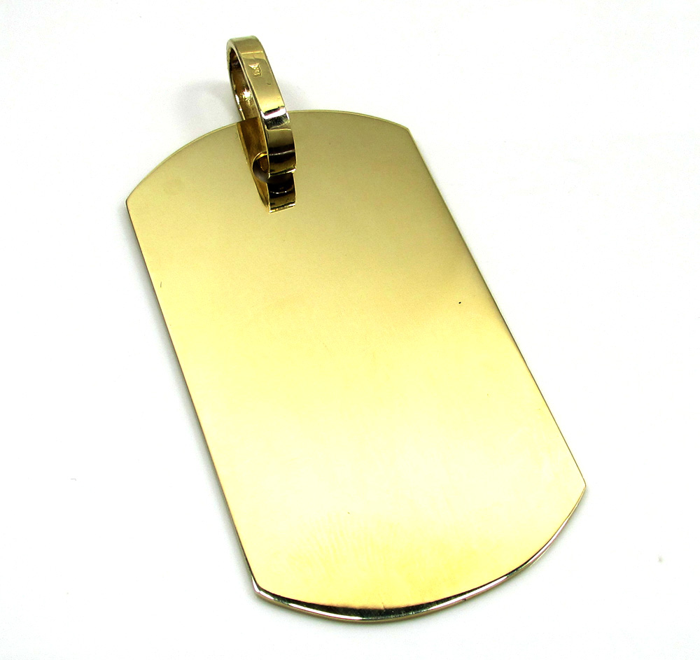 10k yellow gold large dog tag pendant 