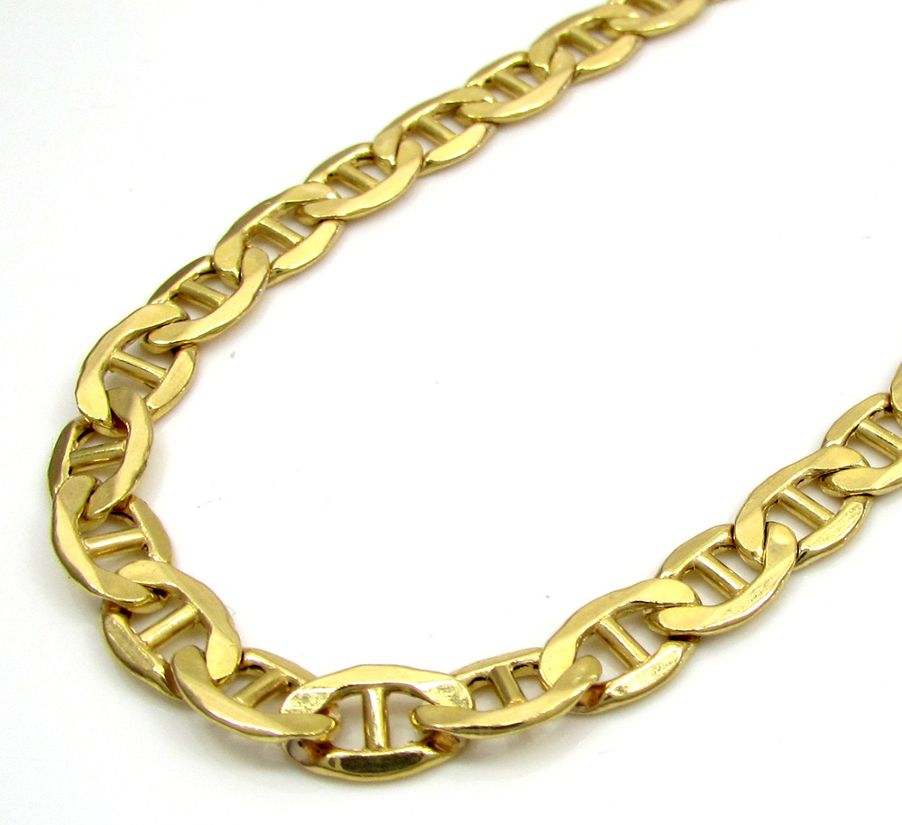 10k yellow gold puffed mariner chain 20-26 inch 5.2mm 