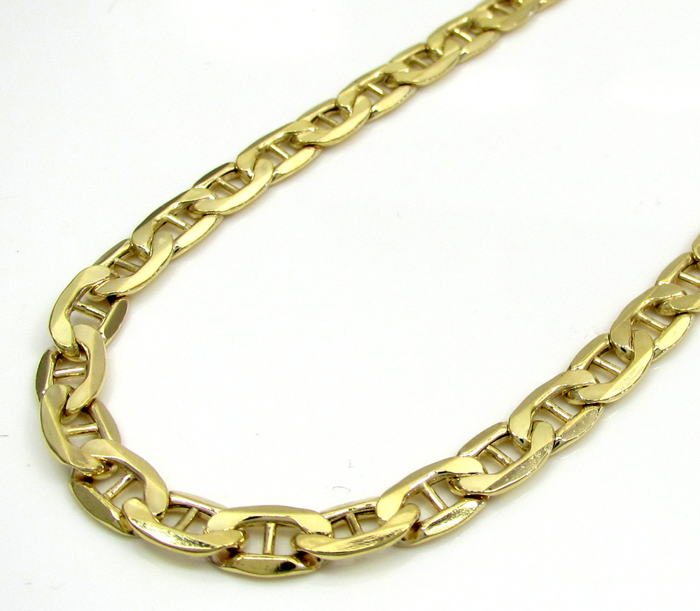 10k yellow gold puffed mariner chain 18-24 inch 4.7mm 