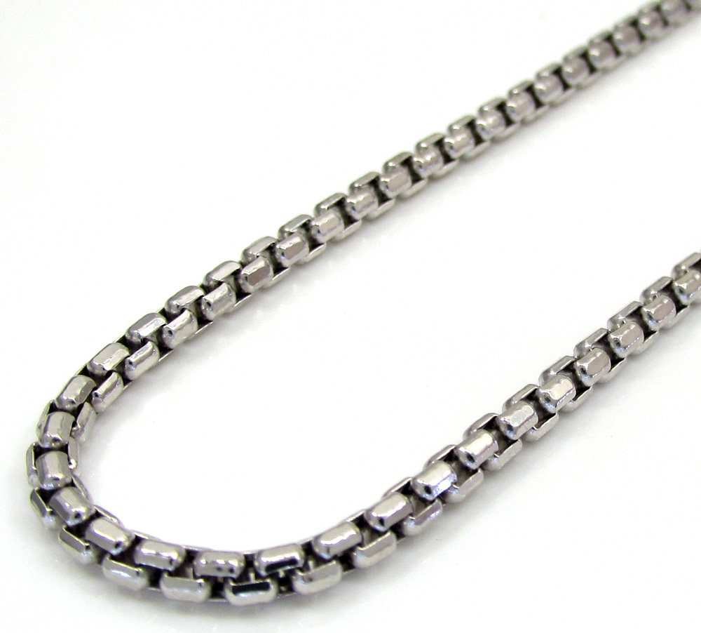 Buy 10k White Gold Skinny Box Chain 24-26 Inch Online at SO