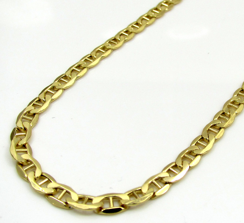 10k yellow gold skinny puffed mariner chain 20-26 inch 3.5mm