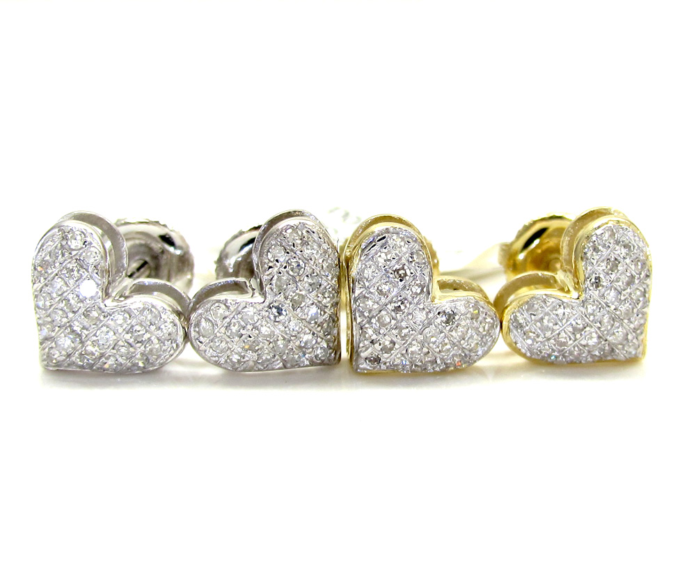 10k yellow and white gold mini ladies heart earrings 0.23ct