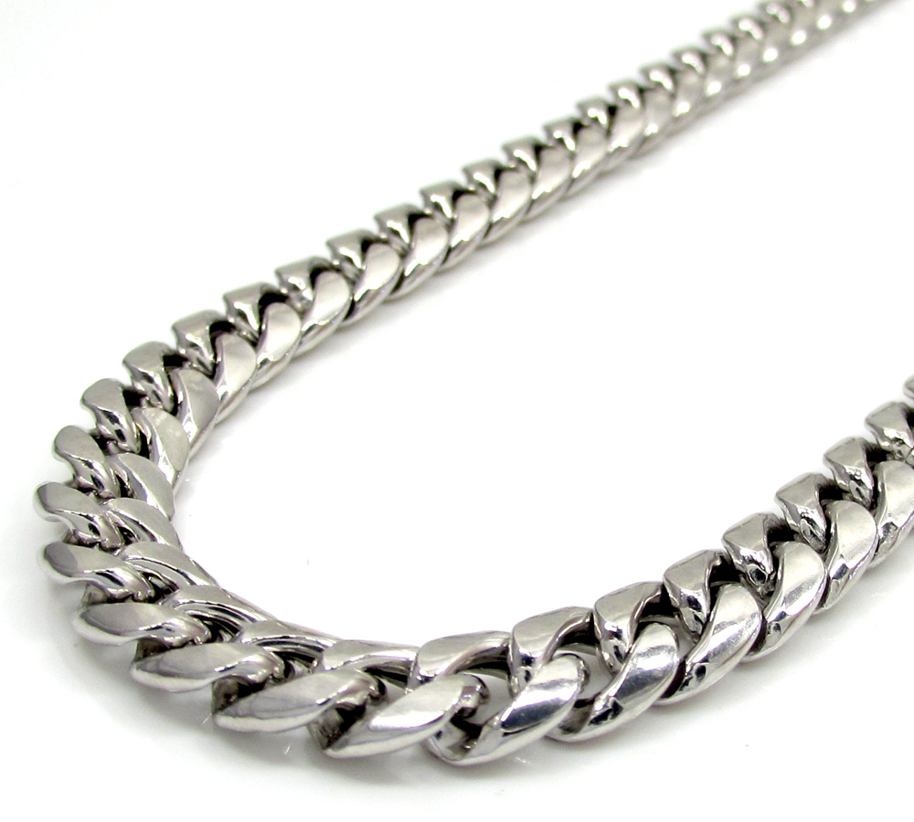 10k white gold hollow puffed miami chain 20-26 inch 6.7mm