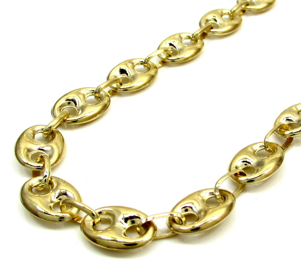 10k yellow gold puffed gucci hollow chain 28 inch 9mm