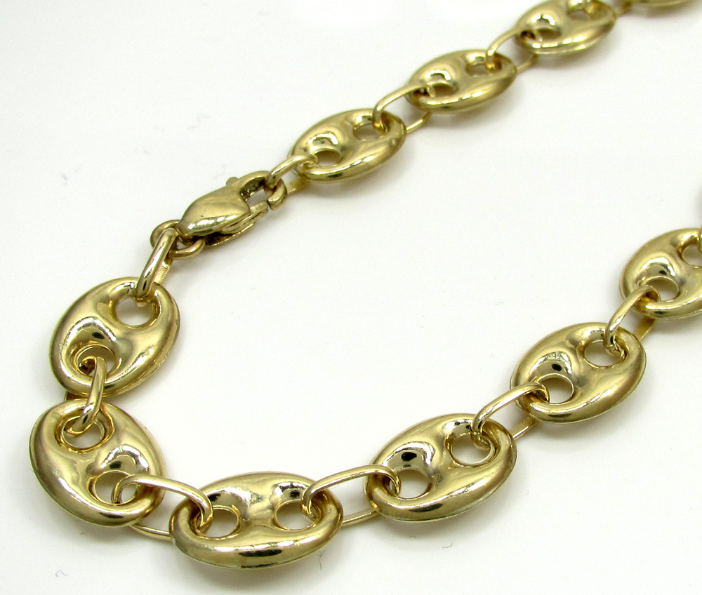 10k yellow gold puffed gucci hollow bracelet 8.5 inch 9mm