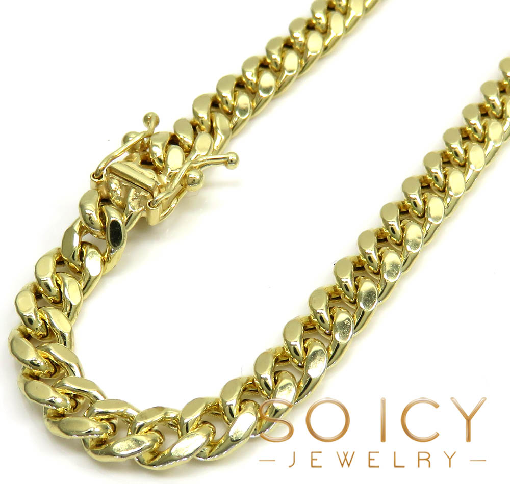 10k yellow gold hollow miami bracelet 8.50 inch 6mm
