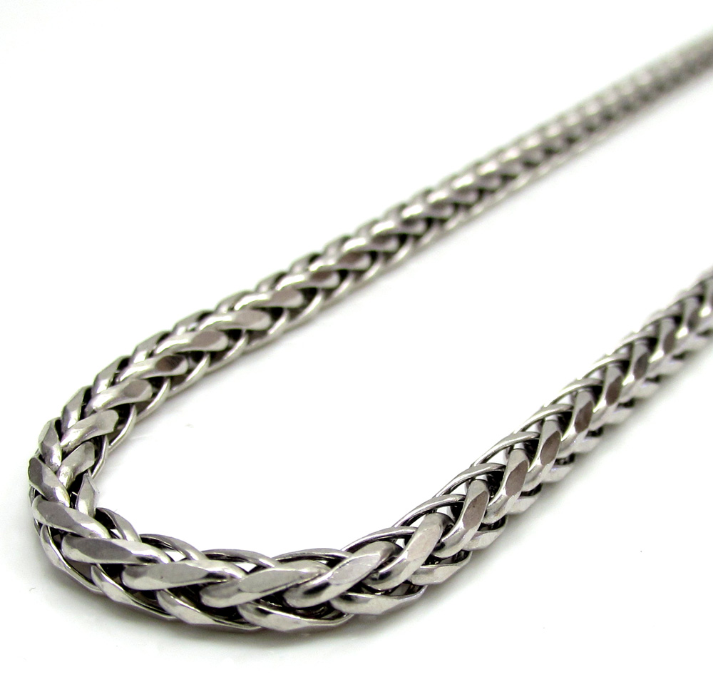 14k white gold hollow wheat franco chain 16-30 inch 3.5mm